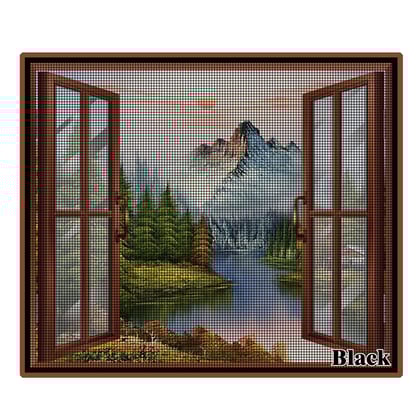 WNE Jaliwale Fiberglass pre Stitched Window Mosquito net with Self Adhesive Hook tap(Color-Black) Size:110cmX150cm/43.30InchX59.05Inch/3.60ftX4.92ft Insect Mosquito net for Window -Ready to use Net