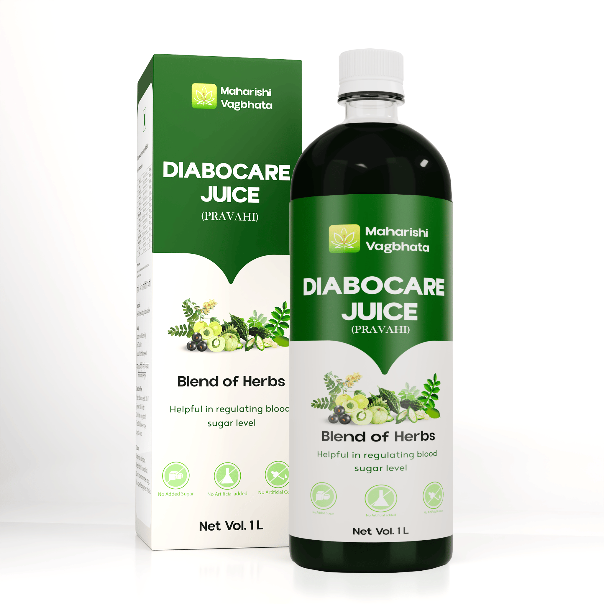 Maharishi Vagbhata Diabocare Juice (1 Ltr) | Clinically Proven Diabetic Care Juice with 14 herbs like Neem, Karela, Makoy, Tulsi, Triphala | Control Blood Sugar Level & Insulin Sensitivity