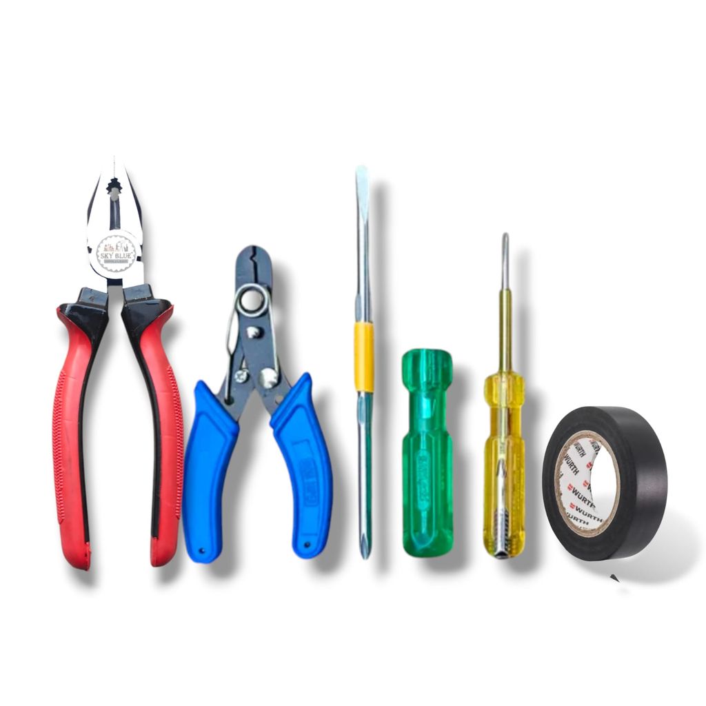 Sky Blue Multi Used 5 Piece Electrician's Hand Tool Kit set