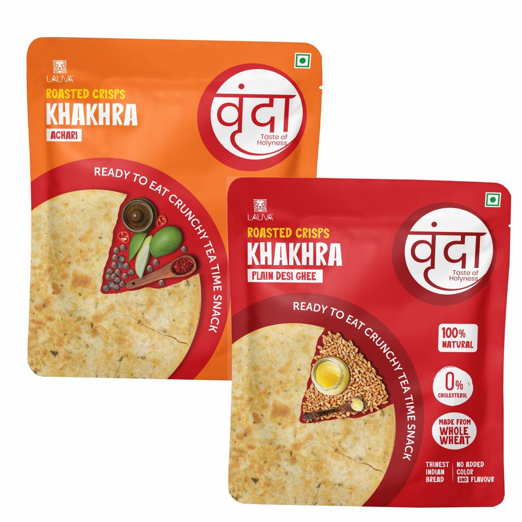 Lauva Vrunda Khakhra Achari + Roasted Crisps KhakhraPlain Desi Ghee