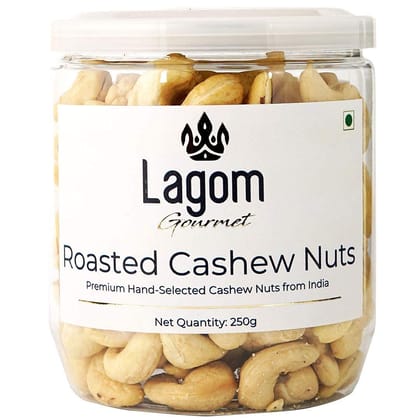 Lagom Gourmet Roasted & Salted Indian Cashew Nuts 250g | Kaju | Lightly Salted | Dry Roasted | Roasted To Perfection | No Preservatives | No Artificial Flavors | Gluten Free | Vegan | Non GMO | Nuts Dry Fruits