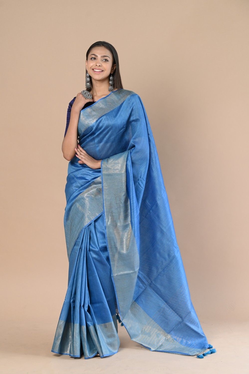 Exclusive Pure Moonga Tussar Silk Saree With Beautiful Border