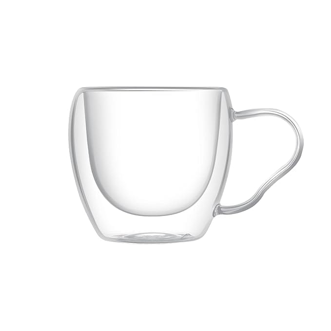 Double Wall Glass Coffee Mug with Handle, 12 oz