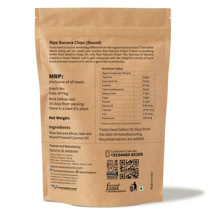 Ripe Round Banana Chips (Homemade, prepared in coconut oil, no preservatives or additives added) – 400 gm