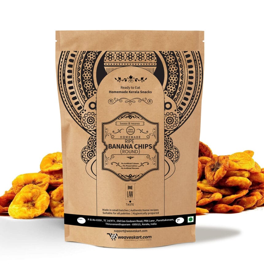 Ripe Round Banana Chips (Homemade, prepared in coconut oil, no preservatives or additives added) – 400 gm