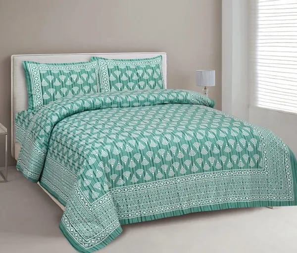 3001-Hometrade India-Standard King Size (90*108 Inches) Double Bedsheet With 2 Pillow Cover-RJ-14-Jaipur lining-3472