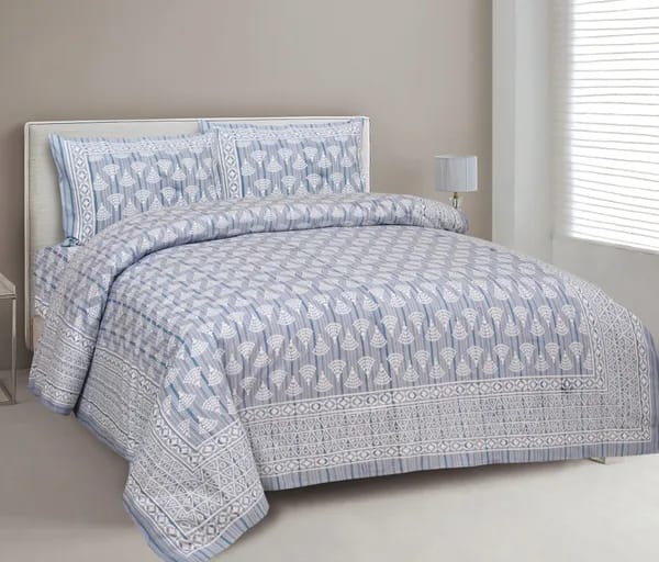 3001-Hometrade India-Standard King Size (90*108 Inches) Double Bedsheet With 2 Pillow Cover-RJ-14-Jaipur lining-3478