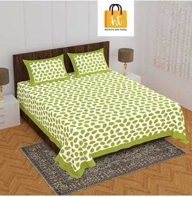 3001-Hometrade India-Standard King Size (90*108 Inches) Double Bedsheet With 2 Pillow Cover-RJ-14-Jaipur lining-4063
