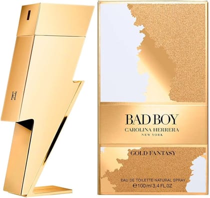 Carolina Herrera Bad Boy Gold Fantasy EDT for Men 100ml – Bold & Luxurious Fragrance | Designer Cologne | Long-Lasting Perfume Spray