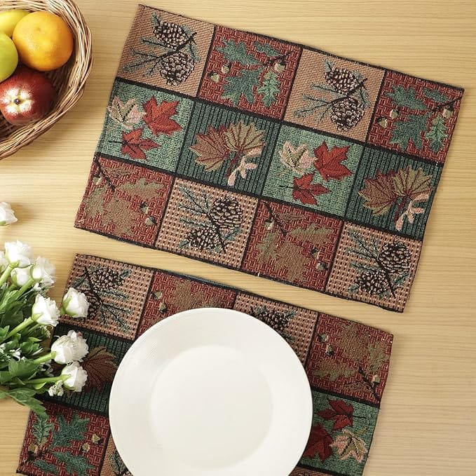  Set of 2 Thanksgiving Themed Table Runners for Fall Dining Decor