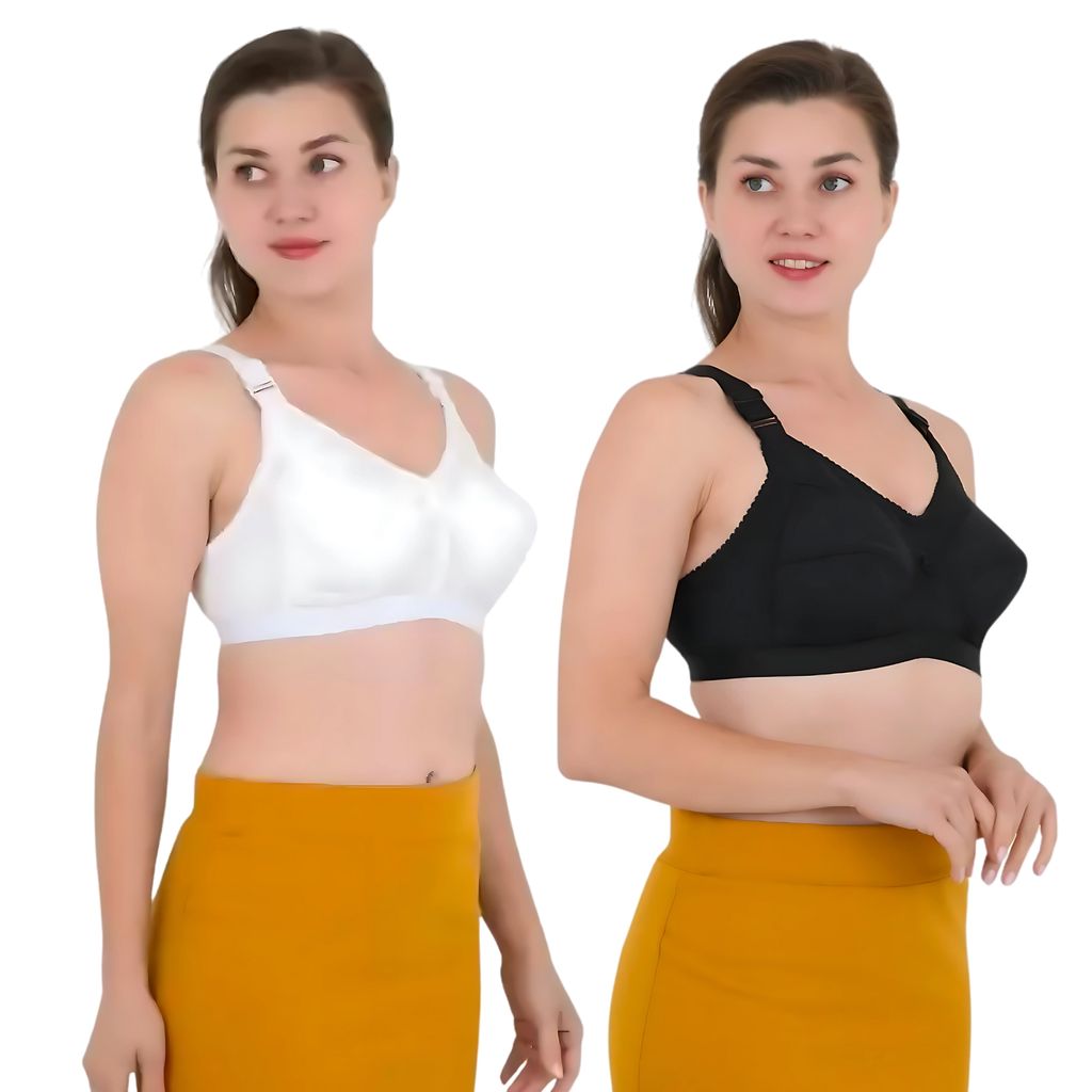 Trendy Women Women's Cotton Blend Non-Wired Non-Padded Wide Strap C Cup Bra for Women Everyday B