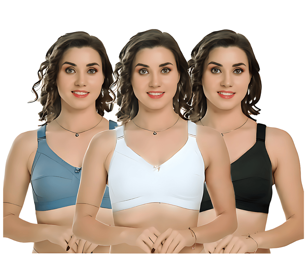 Trendy Women Women's Cotton Blend Non-Wired Non-Padded Wide Strap C Cup Bra for Women Everyday B
