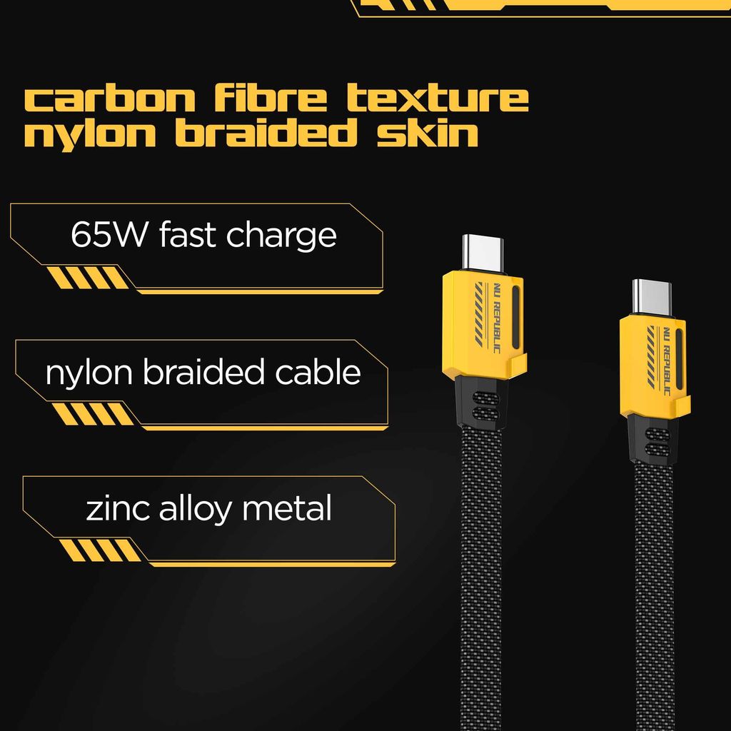Blaze Fusion 65W Fast Charging Carbon fiber design cable (C-C Type)