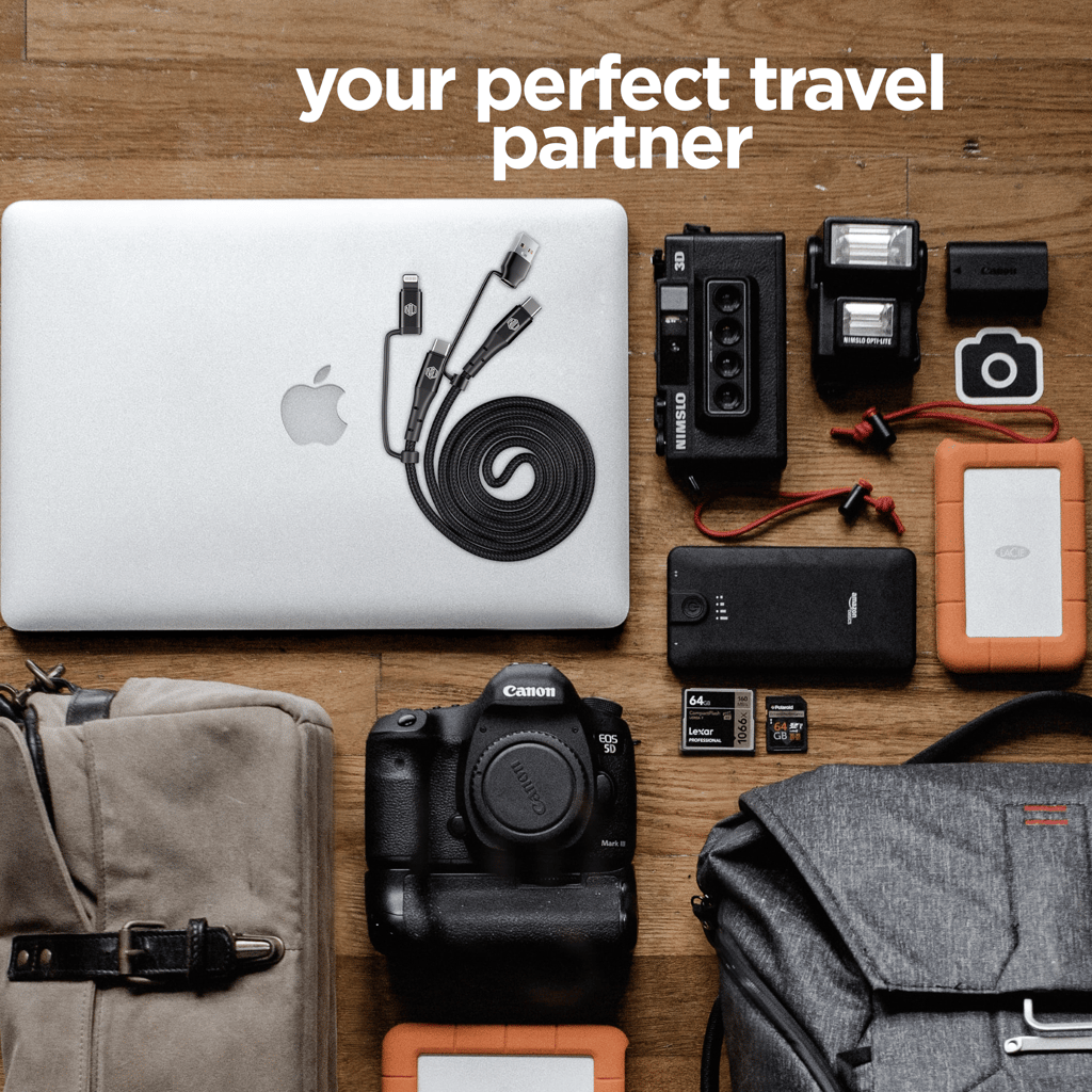 Blaze Quad 100W 4 in 1 Cable (USB-A to Type-C to Type-C to Type-L)