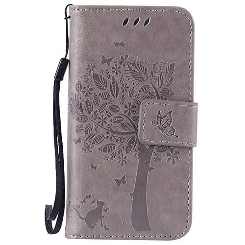 Faircost for iPhone 13 Wallet Flip Case Cover Cat Design Money and Card Organiser Grey