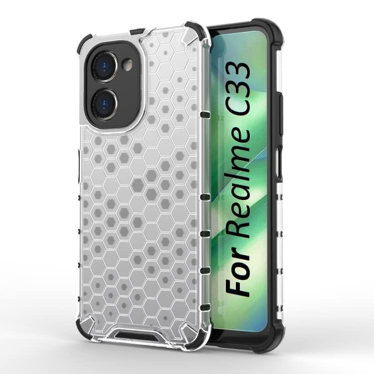 Faircost Hybrid Shockproof Back Cover for Realme C33 Hard Outside Soft Inside- (Polycabonate::Transparent)