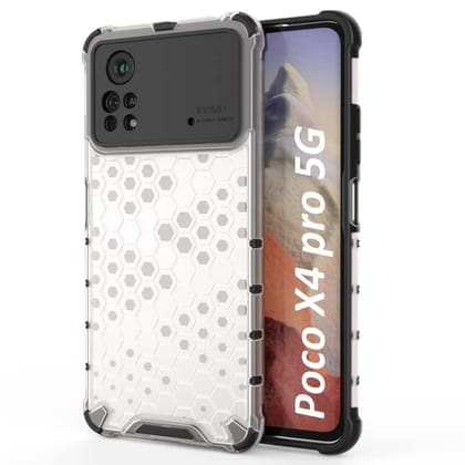 Faircost Hybrid Shockproof Back Cover for Poco X4 Pro 5G Hard Outside Soft Inside- (Polycabonate::Transparent)