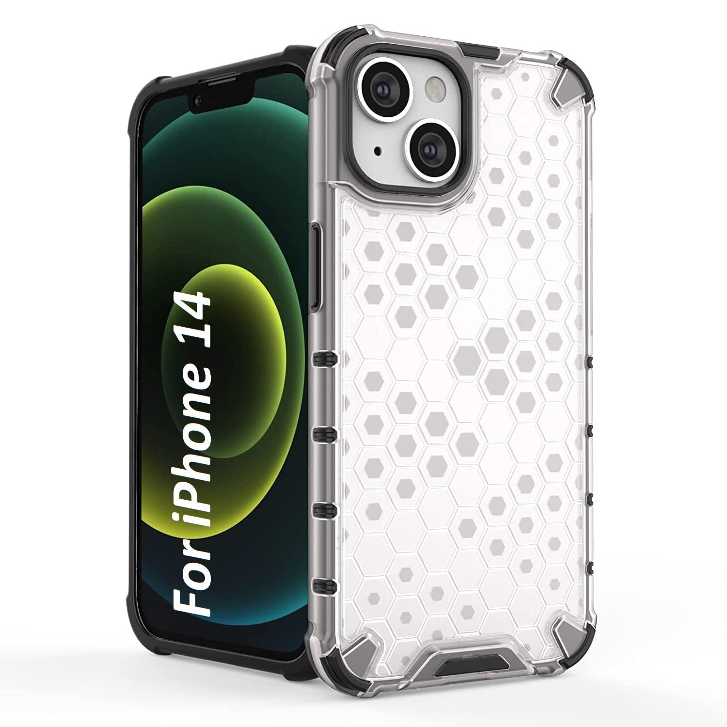 Faircost for iPhone 14 Hybrid Shockproof Back Cover Hard Outside Soft Sides- (Polycabonate::Transparent)
