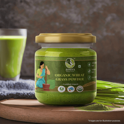Asmita Organic Farms Wheat Grass Powder 100g USDA Certified Organic Natural Energy Booster Supports Immunity, Detox, and Digestion Superfood Powder for Smoothies & Juices