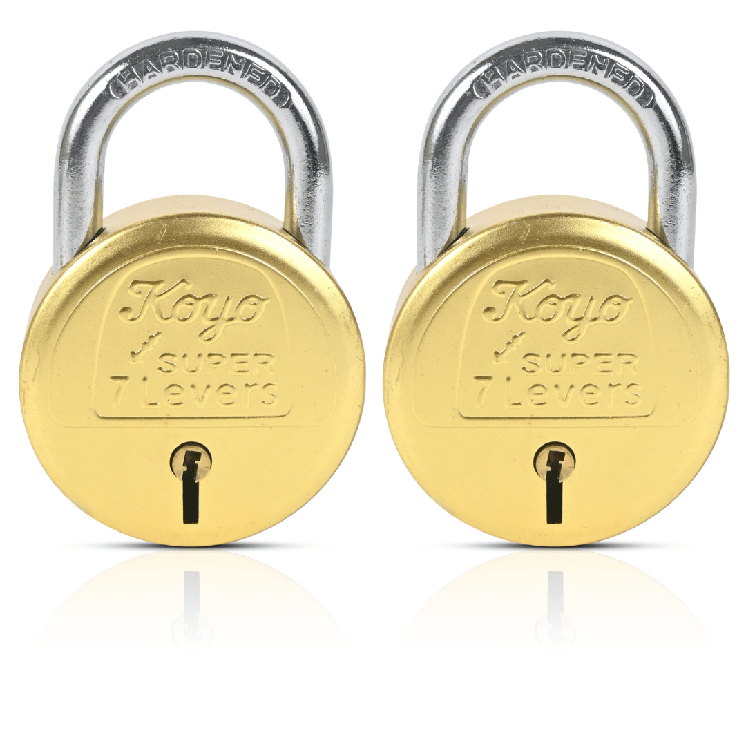 Pack of 2 Koyo Super 65mm 7 Lever  Brass Padlock With 3 Brass Keys | Shop Koyo Locks