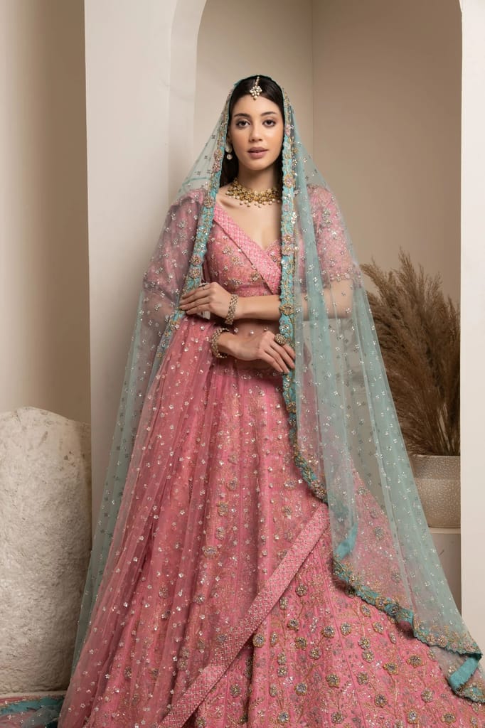 Pink Embroidered Lehenga Choli With Dupatta