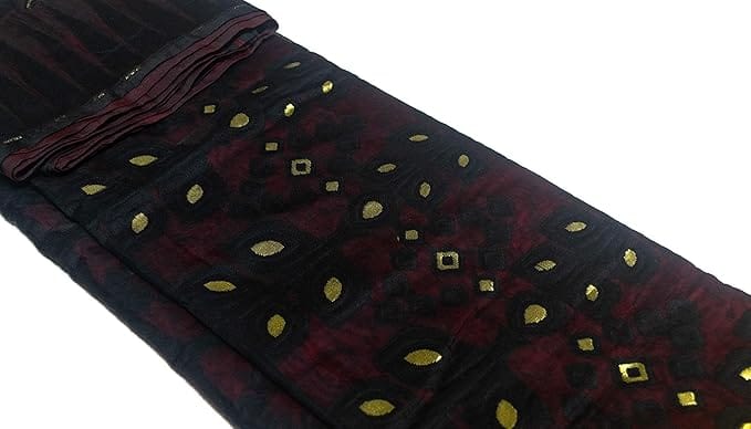 Buy Indian Maroon Tissue Silk Saree With Golden Zari Weaving Work - Sarees | Buy online on ZillyBuy