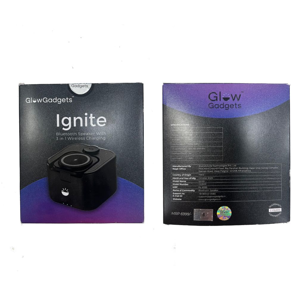 Glow Gadgets Ignite 3 in 1 Wireless Charger & Bluetooth Speaker