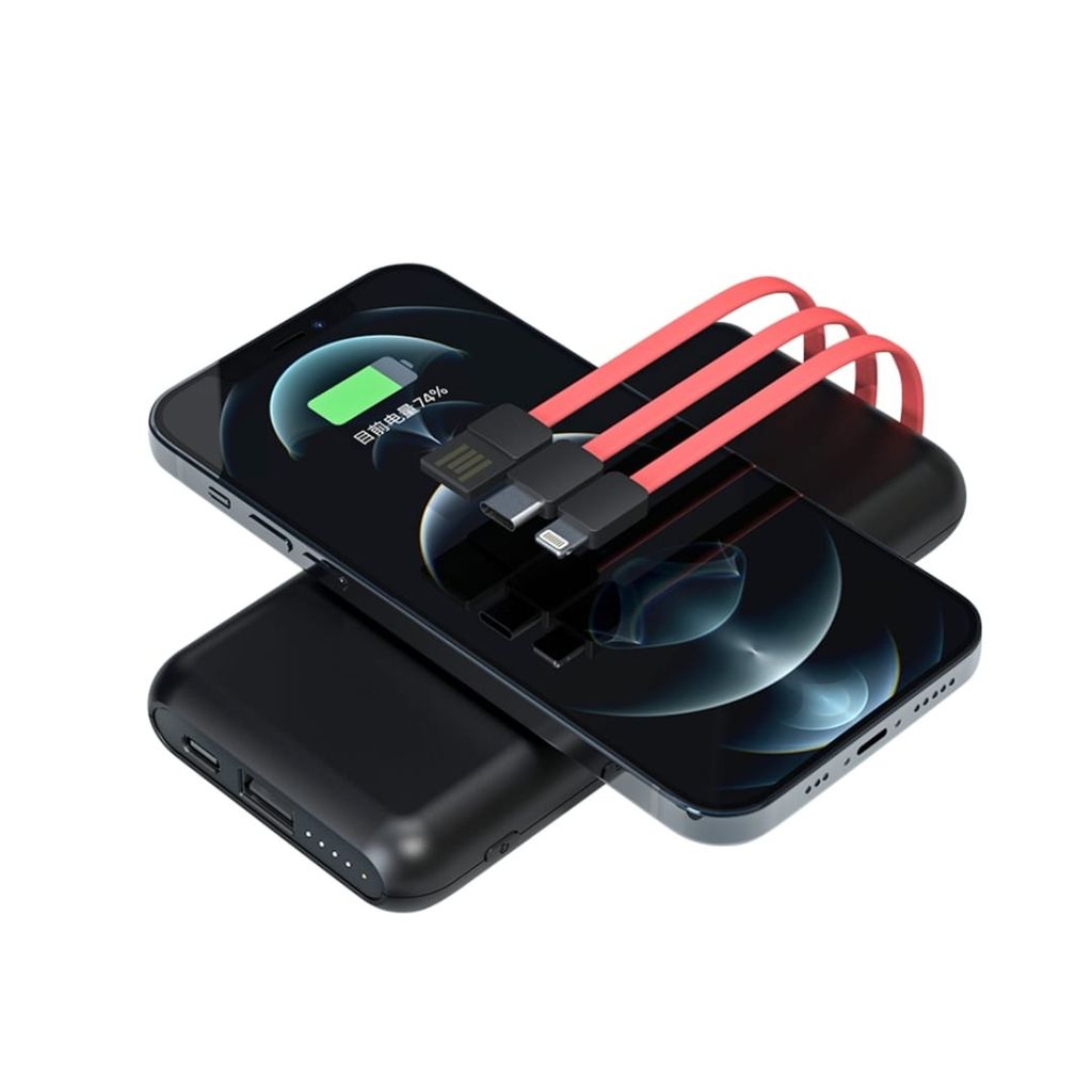 Glow Gadgets Beam 10000 mAh Wireless Powerbank with Inbuilt Cables