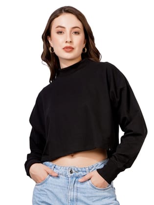 Women Full Sleeve Solid Sweatshirt (Black) Women Full Sleeve Solid Sweatshirt (Black)