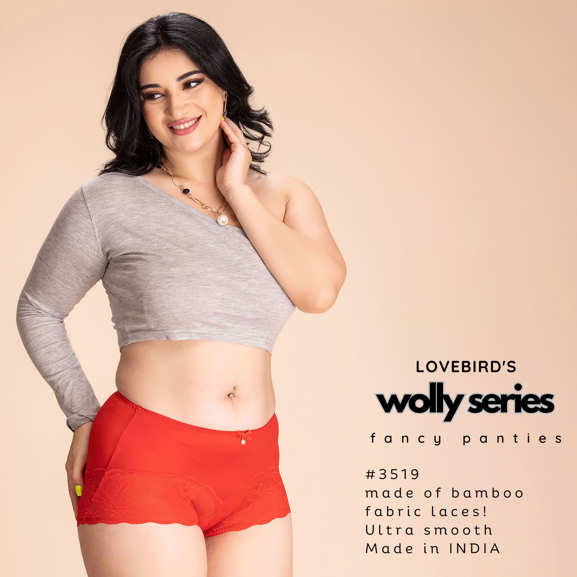 LOVEBIRD Red Panty Fancy Lacy Hipster Panty