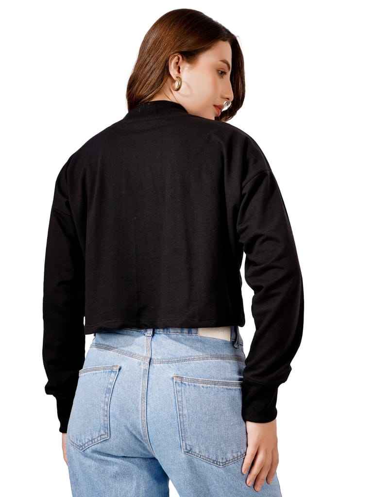 Premium Women Women Full Sleeve Solid Sweatshirt (Black) 2025 at ShopCircuit | ONDC