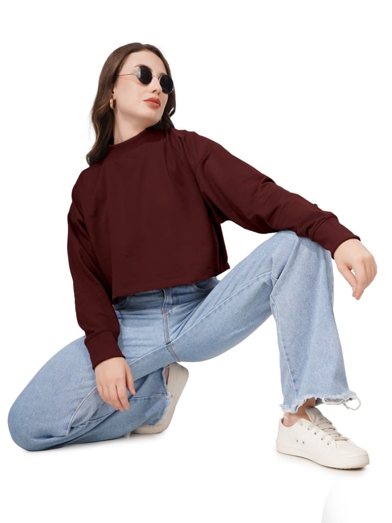 Exclusive Women Women Full Sleeve Solid Sweatshirt (Wine) 2025 at ShopCircuit | ONDC Exclusive Women Women Full Sleeve Solid Sweatshirt (Wine) 2025 at ShopCircuit | ONDC
