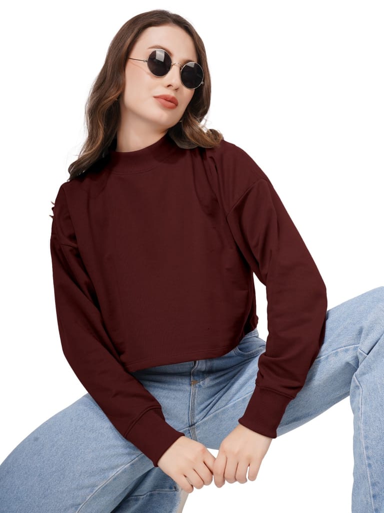 Exclusive Women Women Full Sleeve Solid Sweatshirt (Wine) 2025 at ShopCircuit | ONDC Exclusive Women Women Full Sleeve Solid Sweatshirt (Wine) 2025 at ShopCircuit | ONDC