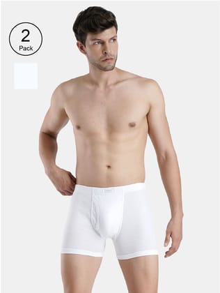 French Connection Regal Oxford,Men's Long Trunks Pack of 2-White