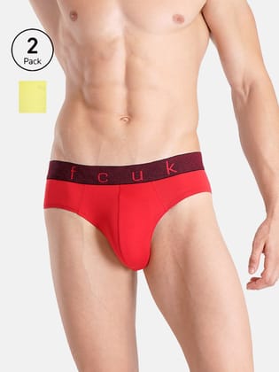 FCUK FLO Guston,Men's Mesh Briefs Pack of 2-Red-yellow FCUK FLO Guston,Men's Mesh Briefs Pack of 2-Red-yellow