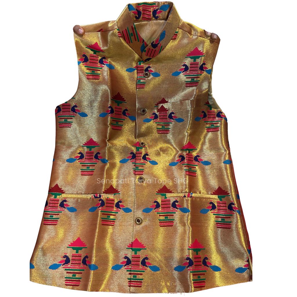 Jacket: Stylish Semi-Silk Men’s Ethnic Jacket with Traditional Motifs - Jackets & Coats | Buy online on ZillyBuy