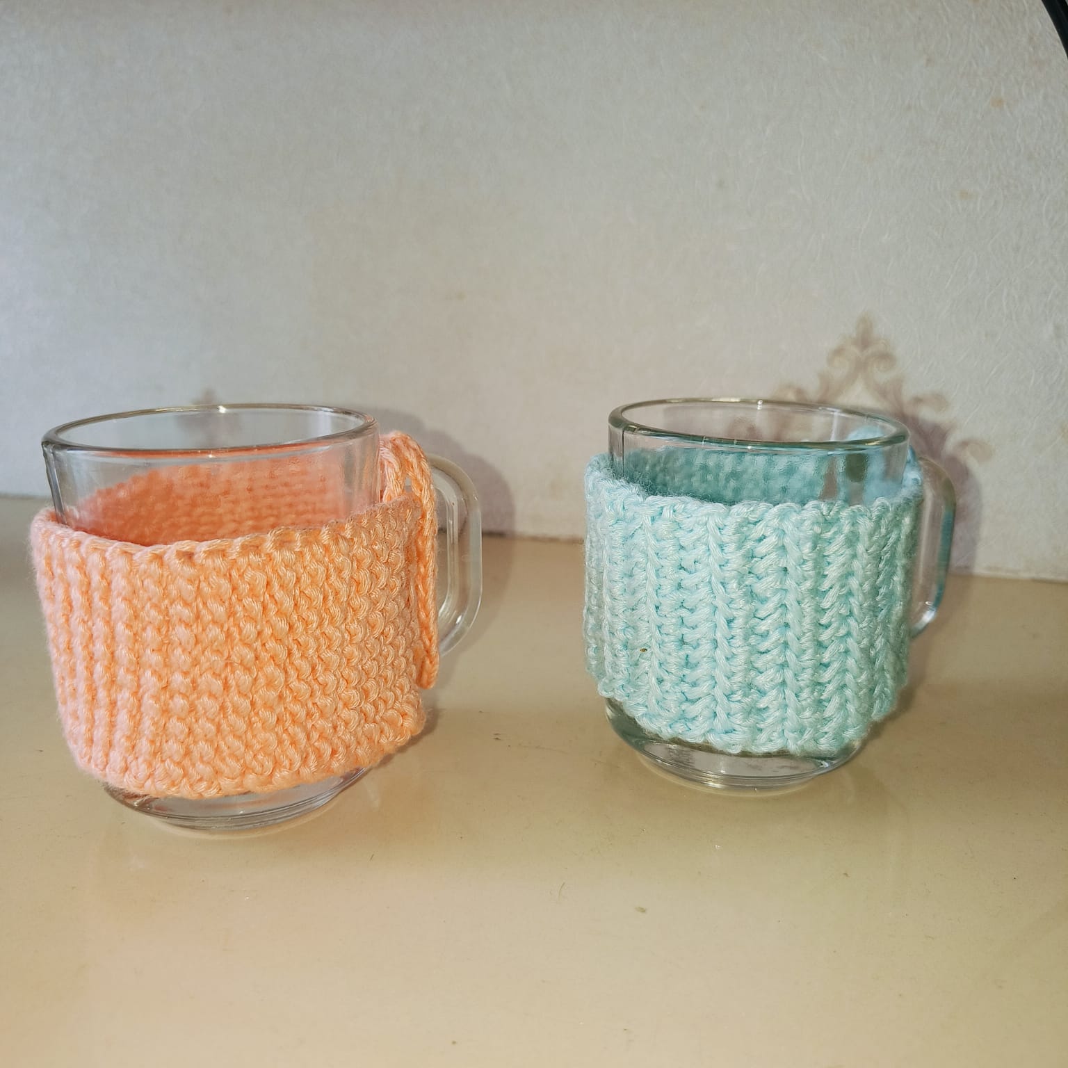 Hand-Knitted Mug Cozy Set - 6 tea cup set