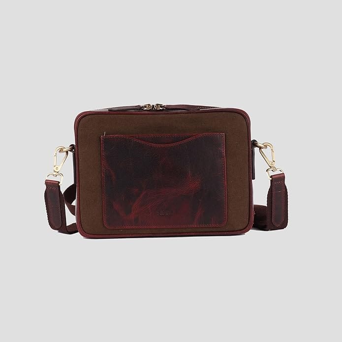 meesu House of Rabari Everyday Canvas Leather Crossbody Sling Bag | Multi-Pocket Organizer Purse for Men