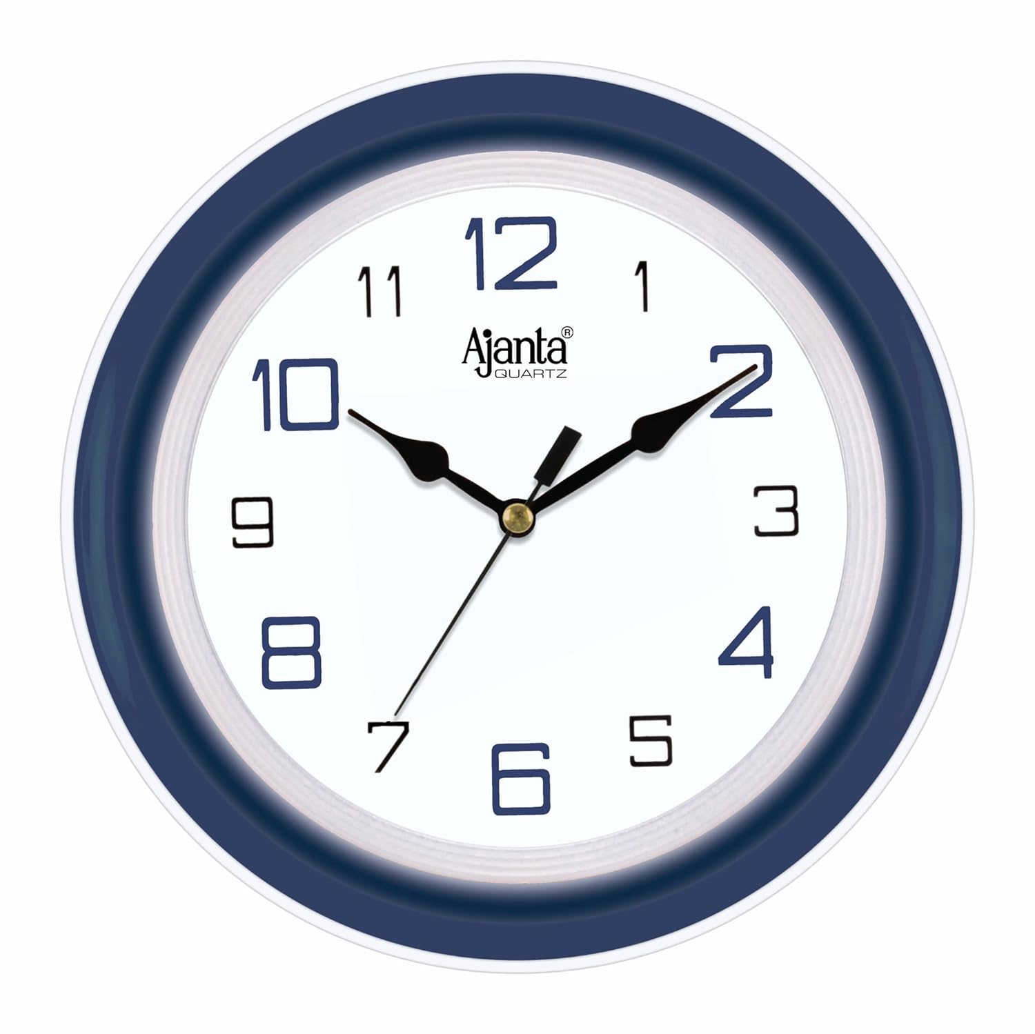  Ajanta Quartz Wall Clock | Modern Home Decor | Blue and White | 12 Inch