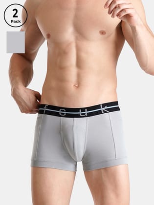 FCUK GLO Park Royal,Men's Solid Trunks Pack of 2-Green