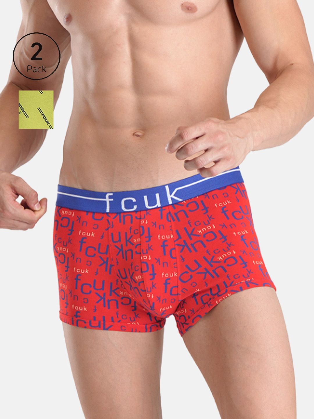 FCUK Flex Tottenham, Men's Printed Trunks Pack of 2-Black