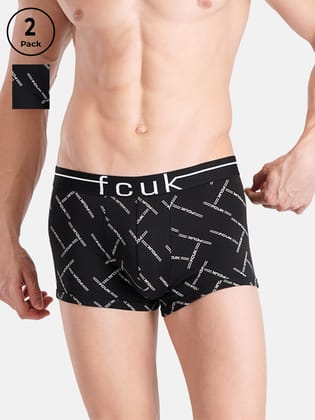 FCUK Flex Tottenham, Men's Printed Trunks Pack of 2- Black FCUK Flex Tottenham, Men's Printed Trunks Pack of 2- Black