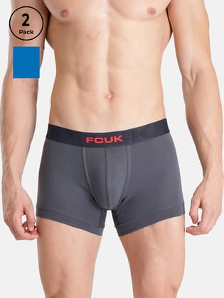 FCUK Flex Archway, Men's Solid Trunks Pack of 2-Gray