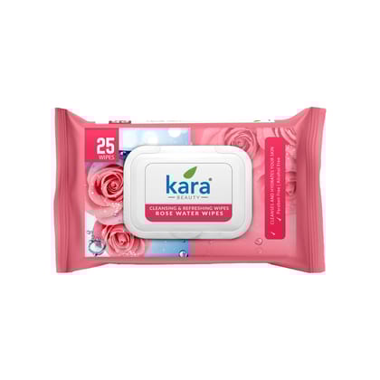 Kara Rose Water Facial Wet Wipes | Cleansing & Refreshing | For a Natural Glow | Pack of 6 (150 Pieces)