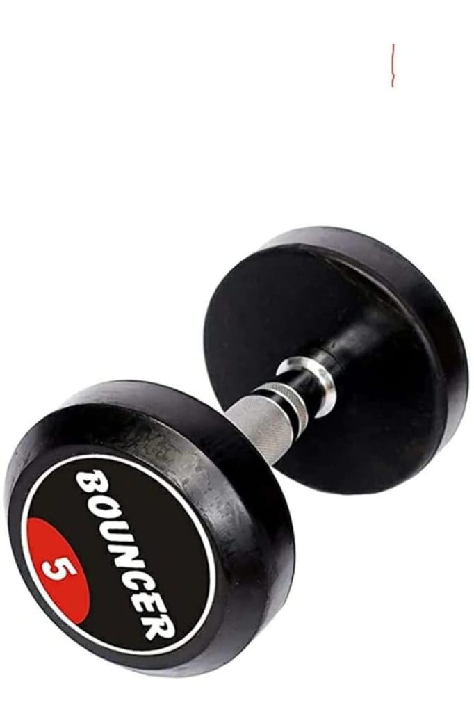 5 KG Bouncer Rubber Hex Dumbbell for Home & Gym Use - Best Quality Dumbbell Set for Home Workout