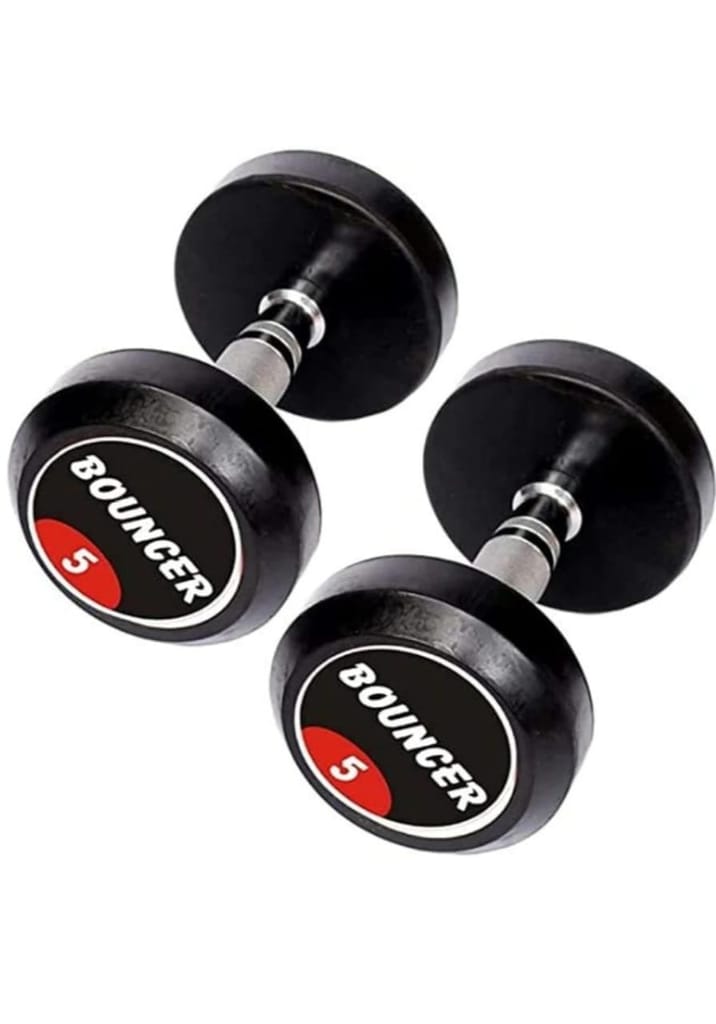 5 KG Bouncer Rubber Hex Dumbbell for Home & Gym Use - Best Quality Dumbbell Set for Home Workout