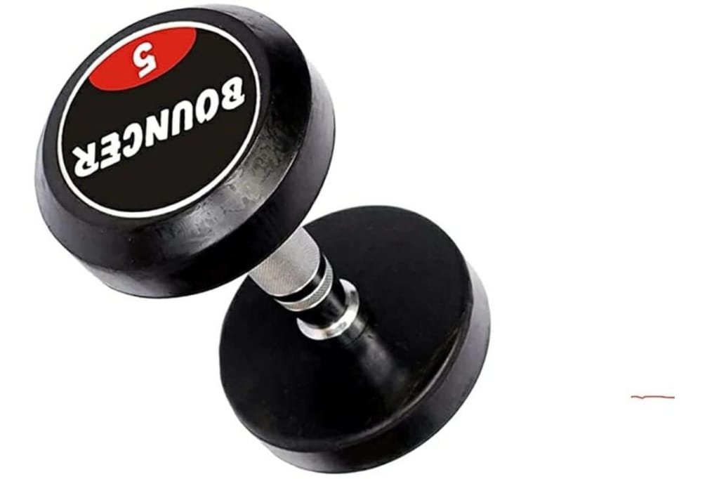 5 KG Bouncer Rubber Hex Dumbbell for Home & Gym Use - Best Quality Dumbbell Set for Home Workout