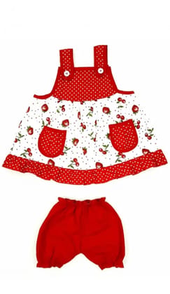  Newborn Baby Girl's Strawberry Print Dress and Bloomers Set