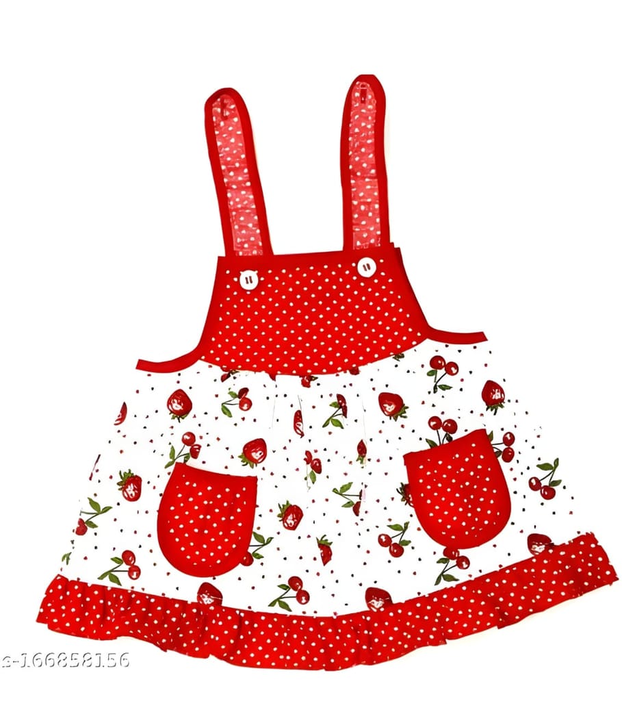 Newborn Baby Girl's Strawberry Print Dress and Bloomers Set