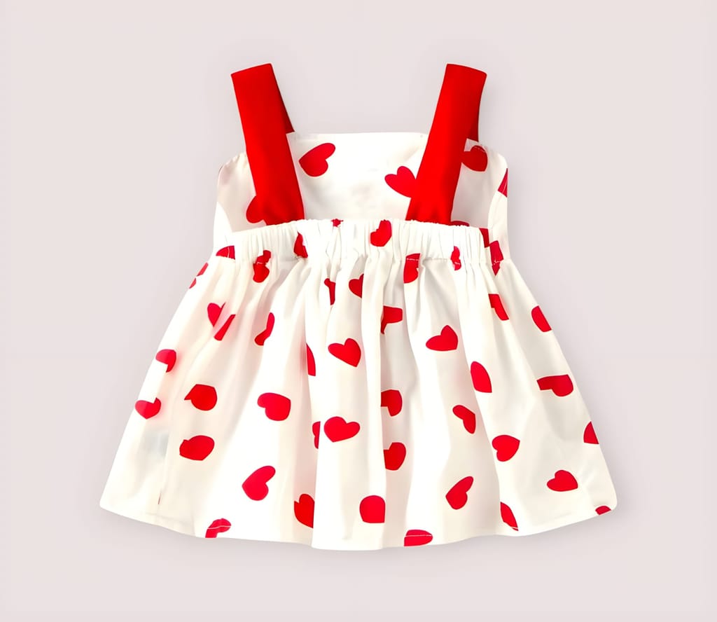 Red and White Polka Dot Baby Dress with Bow and Diaper Cover Set
